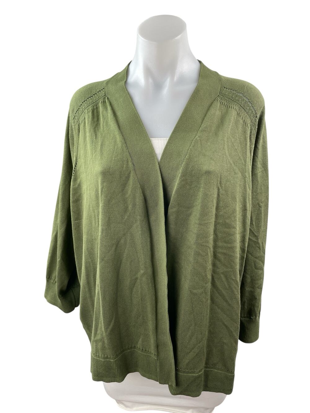 Lane Bryant Women's Green Knit Long Sleeve Open Cardigan Sweater Top Size 22/24